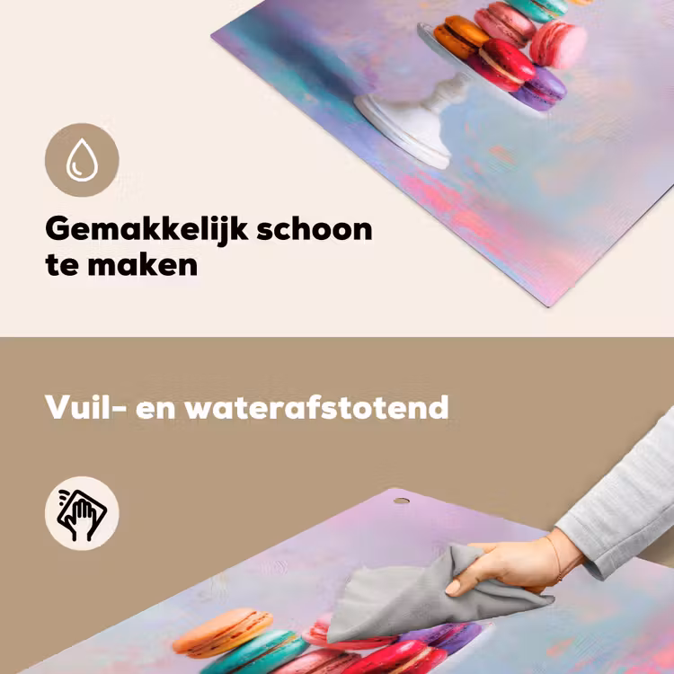 Macarons - Schaal - Pastel - Kleurrijk Inductie beschemer met haakjes middel -ky-schoon-nl