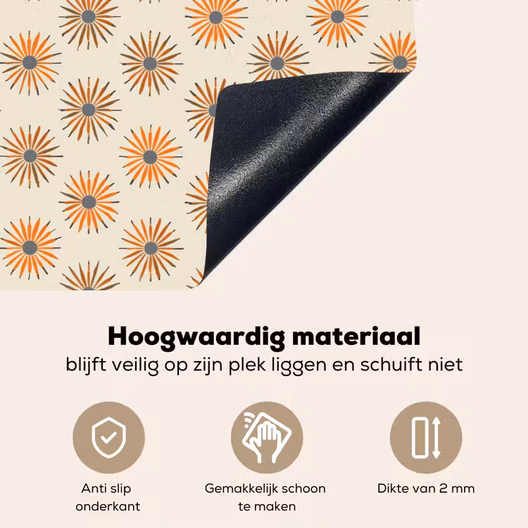 Madelief - Patroon - Oranje Inductie beschemer met haakjes klein 777 -ky-onderkant-nl