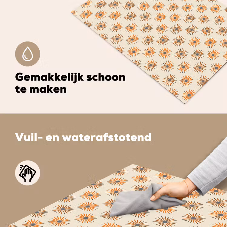 Madelief - Patroon - Oranje Inductie beschemer met haakjes klein 777 -ky-schoon-nl