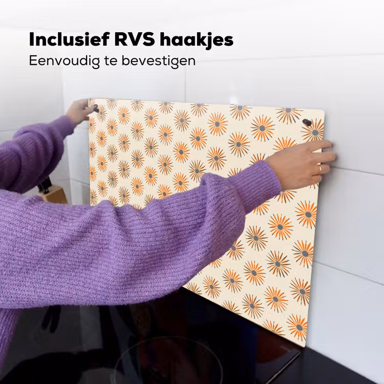 Madelief - Patroon - Oranje Inductie beschemer met haakjes klein 777 -ky-ophangen-nl