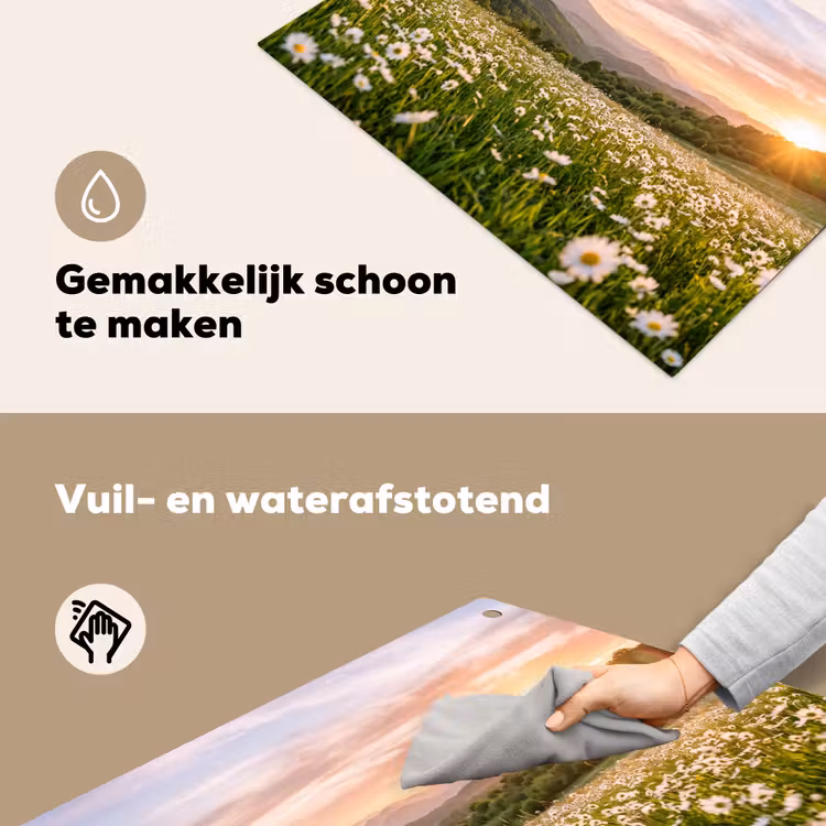 Madelief - Veld - Heuvels - Groen Inductie beschemer met haakjes klein -ky-schoon-nl