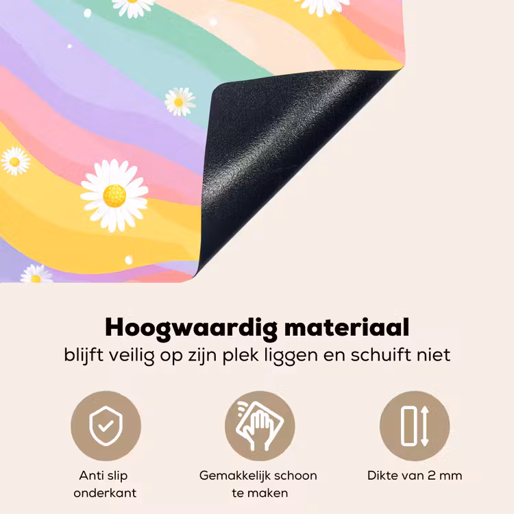 Madeliefjes - Kleurrijk - Pastel - Vrolijk Inductie beschemer met haakjes middel -ky-onderkant-nl