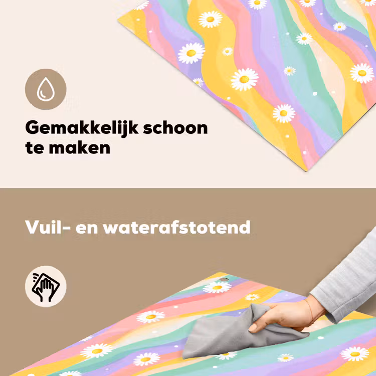 Madeliefjes - Kleurrijk - Pastel - Vrolijk Inductie beschemer met haakjes middel -ky-schoon-nl