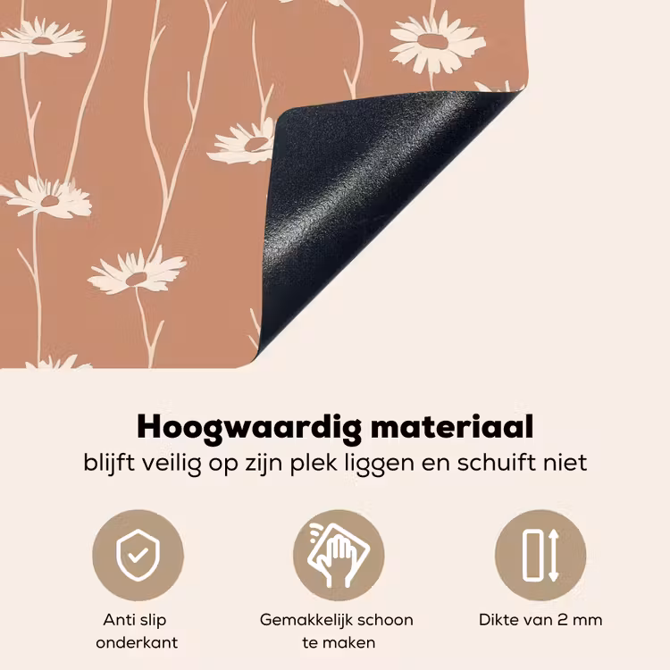 Madeliefjes - Subtiel - Terracotta Inductie beschemer met haakjes klein 777 -ky-onderkant-nl