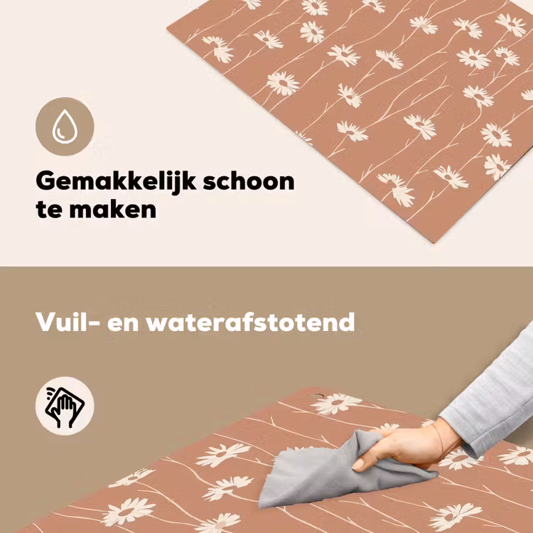 Madeliefjes - Subtiel - Terracotta Inductie beschemer met haakjes klein 777 -ky-schoon-nl