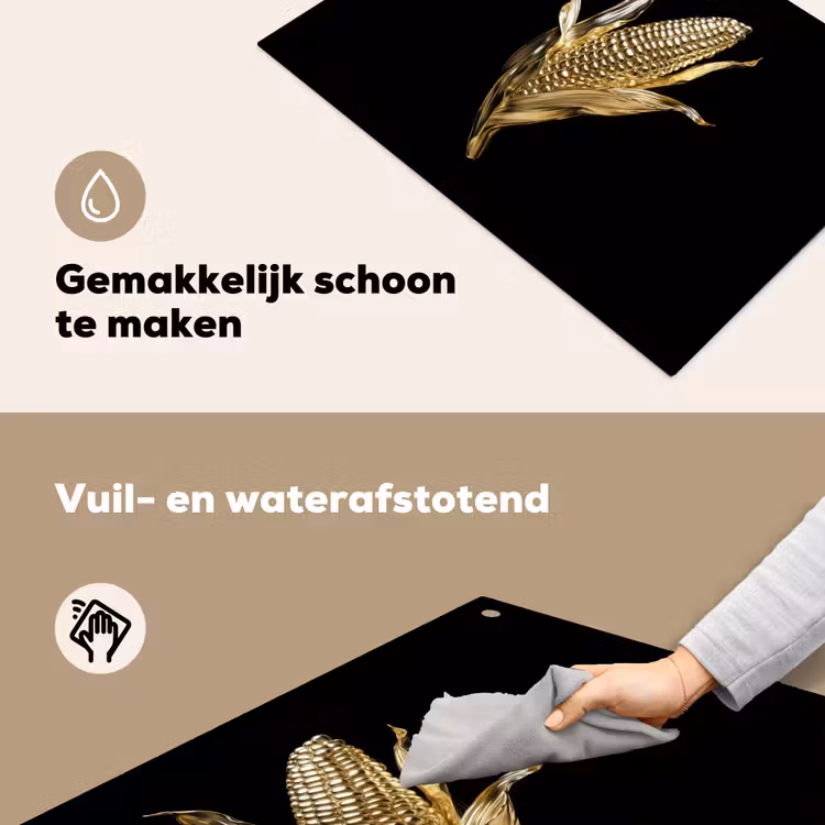 Mais - Eten - Goud - Zwart Inductie beschemer met haakjes klein -ky-schoon-nl