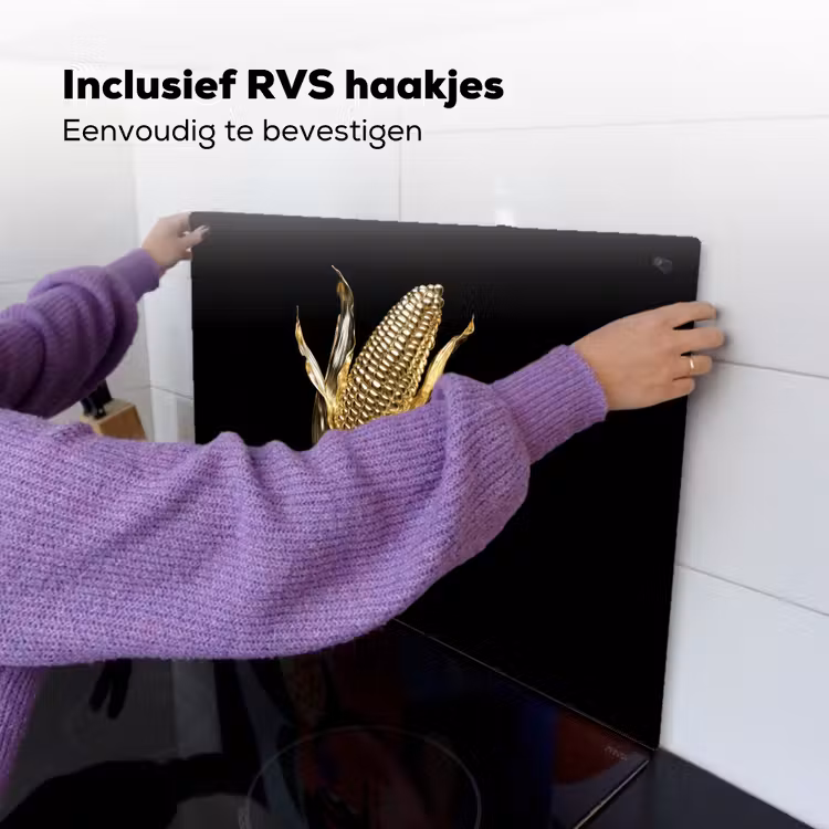 Mais - Eten - Goud - Zwart Inductie beschemer met haakjes klein -ky-ophangen-nl