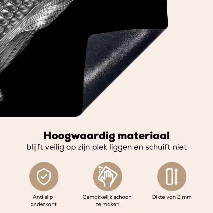 Maïskolf - Glanzend metaal - Elegant Inductie beschemer met haakjes middel -ky-onderkant-nl