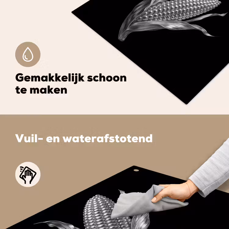 Maïskolf - Glanzend metaal - Elegant Inductie beschemer met haakjes middel -ky-schoon-nl