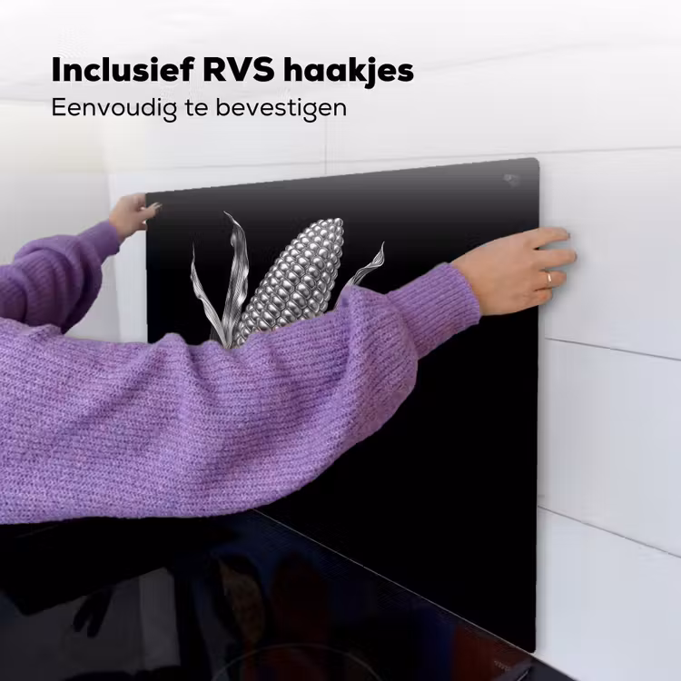 Maïskolf - Glanzend metaal - Elegant Inductie beschemer met haakjes middel -ky-ophangen-nl