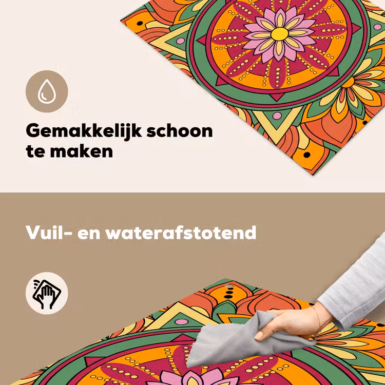 Mandala - Bloemen - Abstract - Kleurrijk Inductie beschemer met haakjes klein -ky-schoon-nl