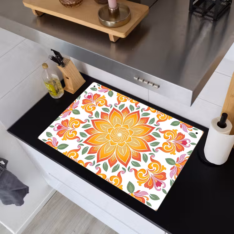 Mandala - Bloemen - Decoratie - Kleurrijk - Abstract Inductie beschemer met haakjes klein -sfeer1
