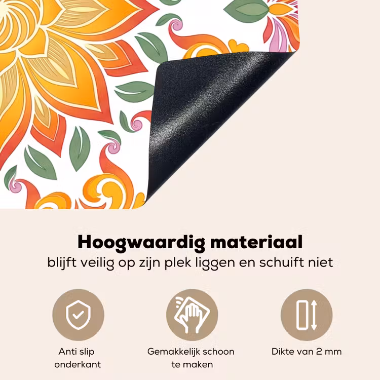 Mandala - Bloemen - Decoratie - Kleurrijk - Abstract Inductie beschemer met haakjes klein -ky-onderkant-nl