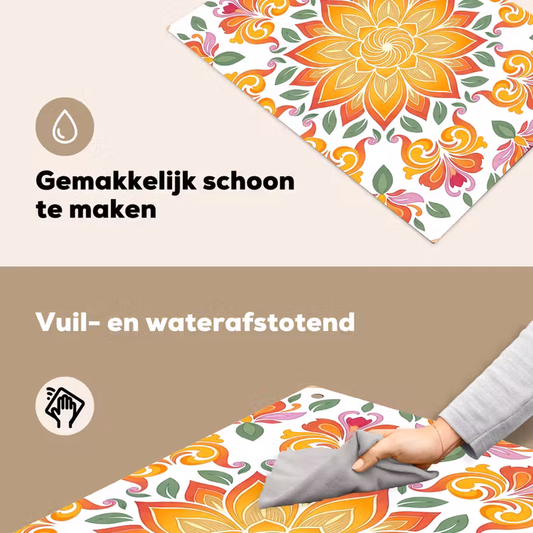 Mandala - Bloemen - Decoratie - Kleurrijk - Abstract Inductie beschemer met haakjes klein -ky-schoon-nl