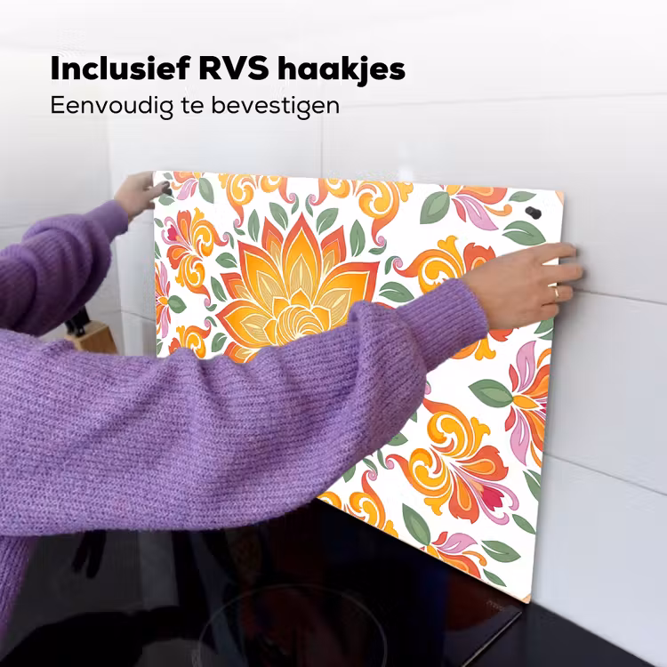 Mandala - Bloemen - Decoratie - Kleurrijk - Abstract Inductie beschemer met haakjes klein -ky-ophangen-nl