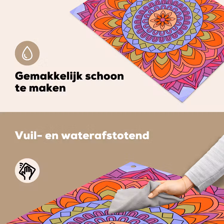 Mandala - Cirkel - Abstract - Kleurrijk - Patroon Inductie beschemer met haakjes klein -ky-schoon-nl