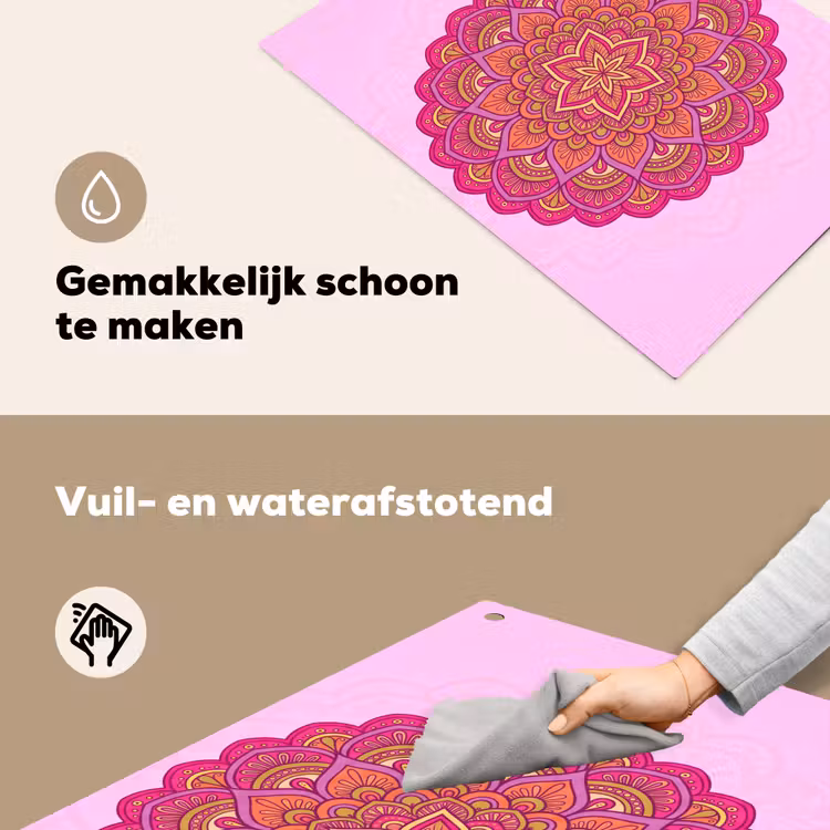 Mandala - Cirkel - Spiritueel - Oosters - Roze Inductie beschemer met haakjes klein -ky-schoon-nl