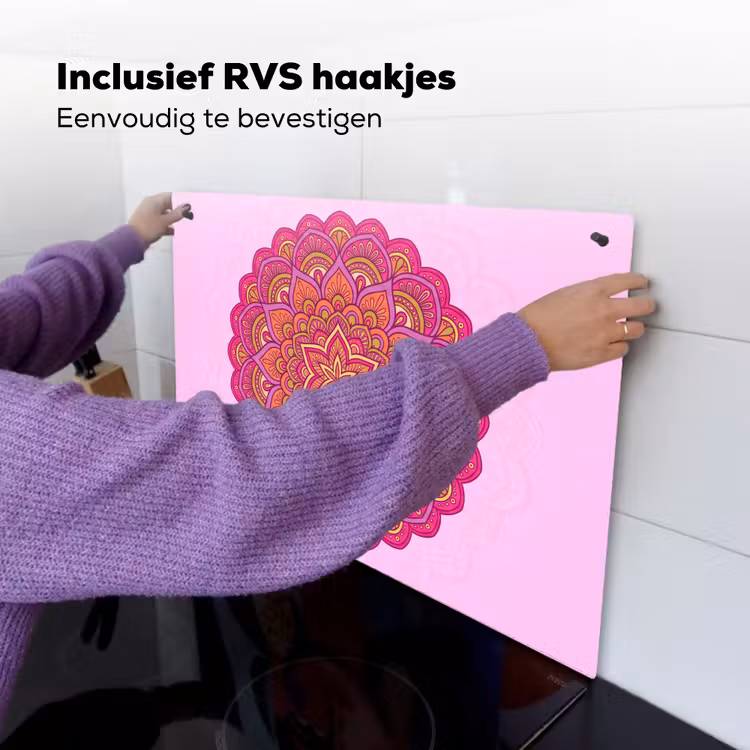 Mandala - Cirkel - Spiritueel - Oosters - Roze Inductie beschemer met haakjes klein -ky-ophangen-nl