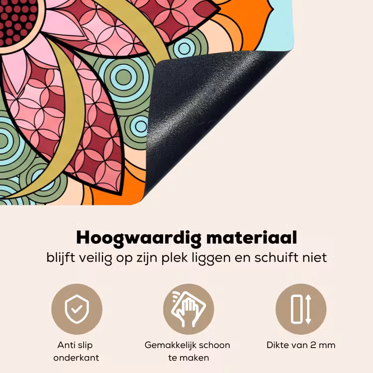 Mandala - Geometrisch - Kunst - Decoratief - Kleurrijk Inductie beschemer met haakjes klein -ky-onderkant-nl