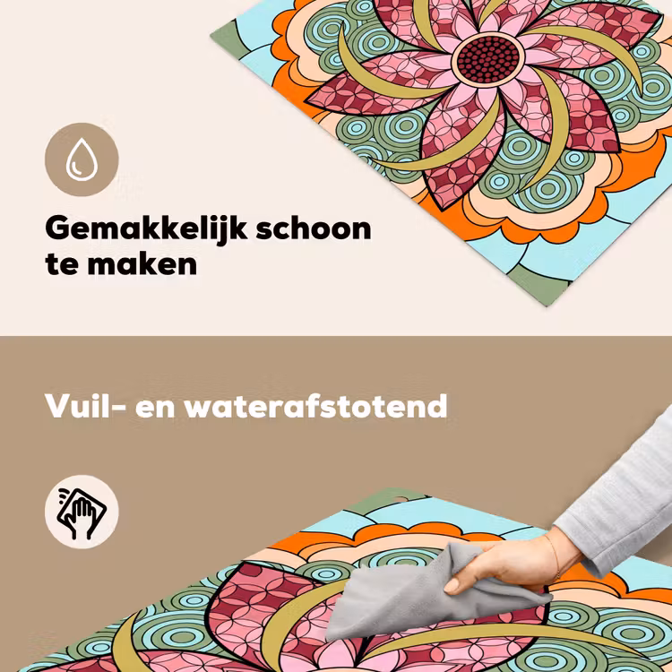 Mandala - Geometrisch - Kunst - Decoratief - Kleurrijk Inductie beschemer met haakjes klein -ky-schoon-nl