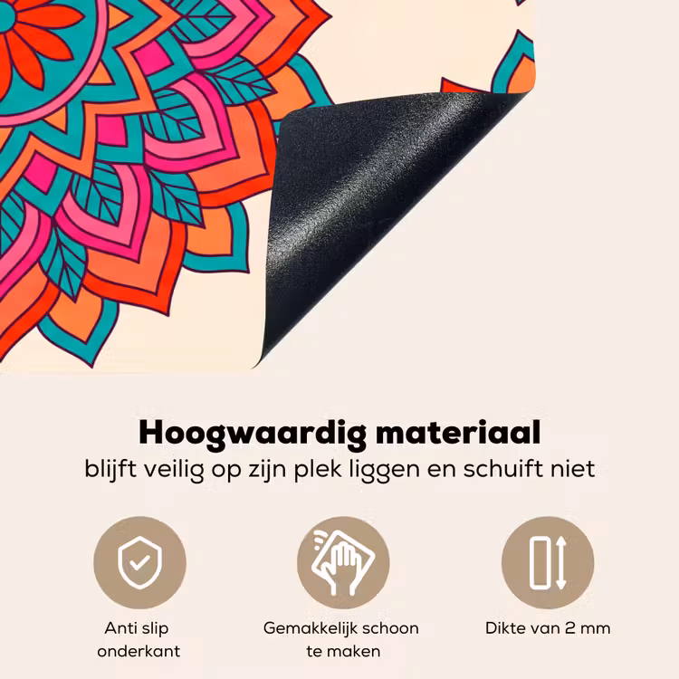 Mandala - Patroon - Abstract - Kleurrijk - Modern Inductie beschemer met haakjes klein -ky-onderkant-nl