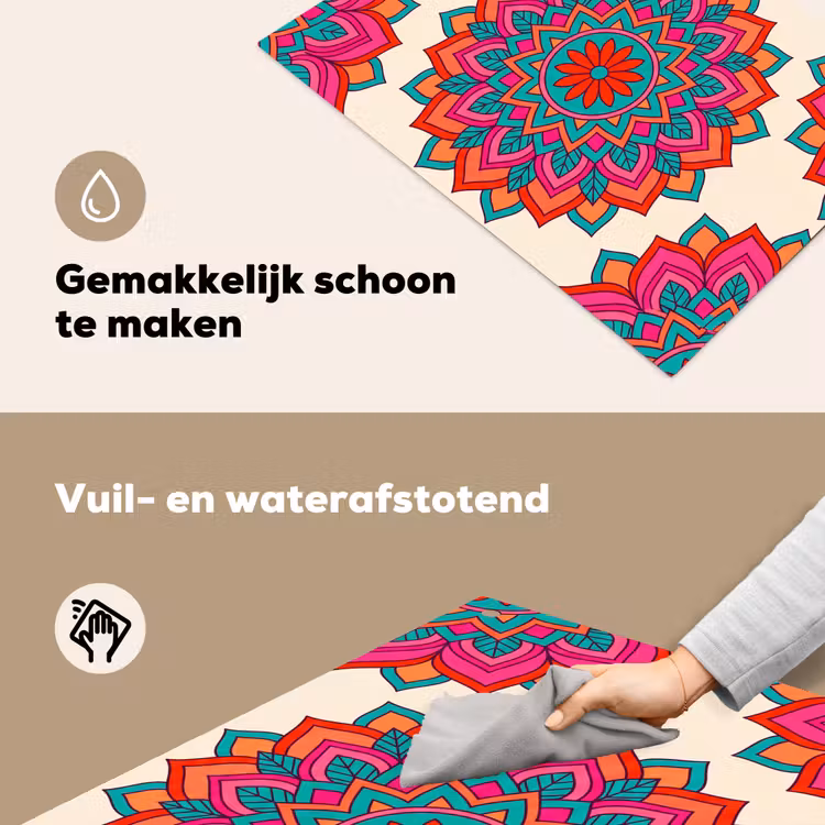 Mandala - Patroon - Abstract - Kleurrijk - Modern Inductie beschemer met haakjes klein -ky-schoon-nl