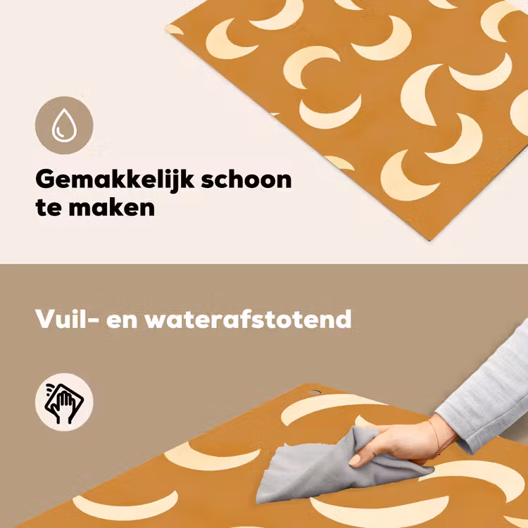 Manen - Patroon - Oker Inductie beschemer met haakjes klein 777 -ky-schoon-nl