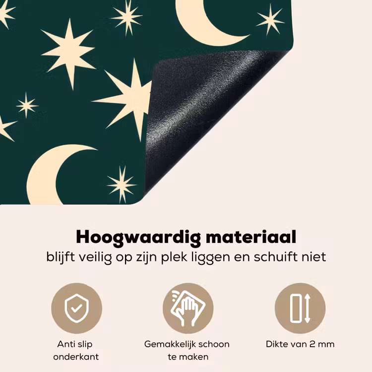 Manen - Sterren - Groen Inductie beschemer met haakjes klein 777 -ky-onderkant-nl