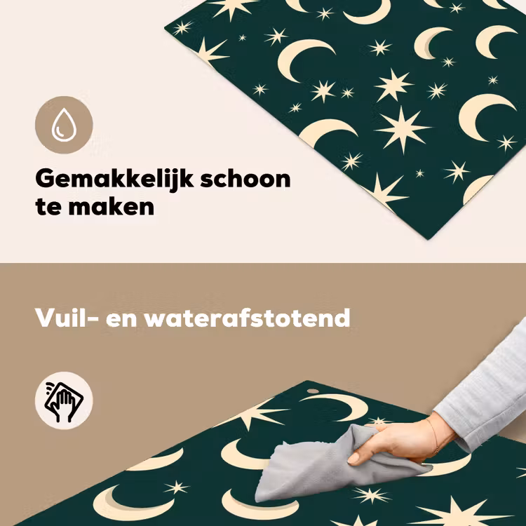 Manen - Sterren - Groen Inductie beschemer met haakjes klein 777 -ky-schoon-nl