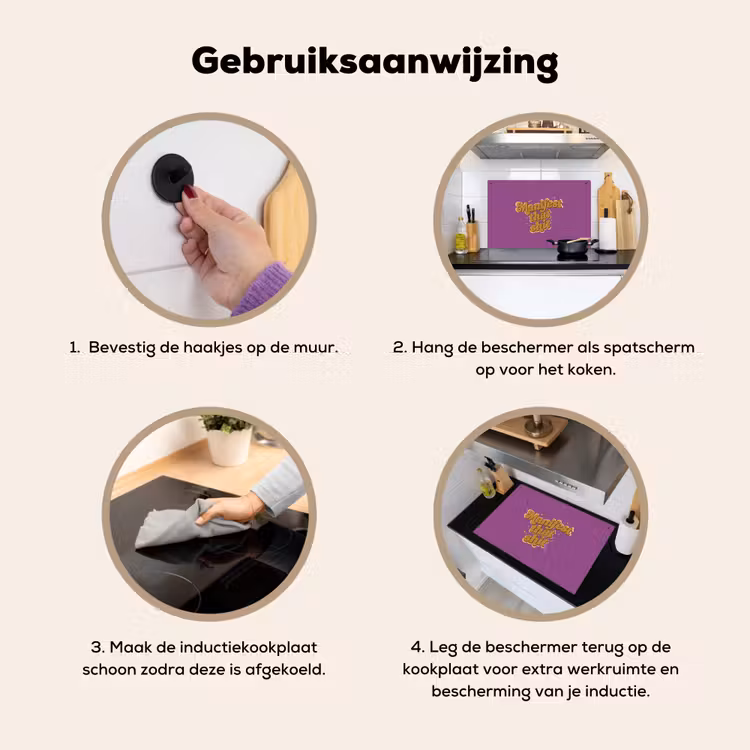 Manifest that shit - Paars - Glitter Inductie beschemer met haakjes klein -ky-gebruik-nl