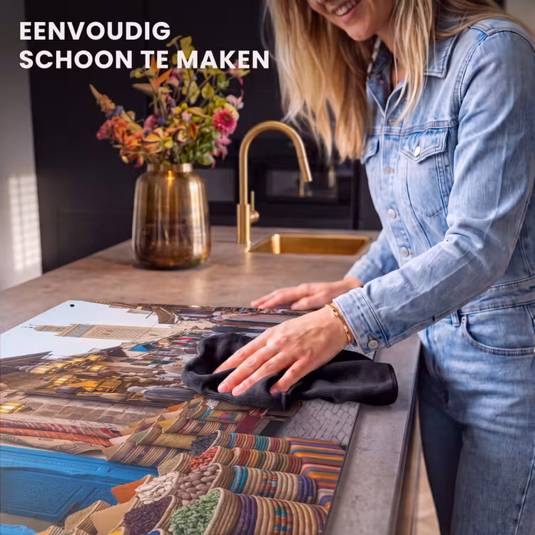 Inductiebeschermer & spatscherm (2in1) - Markt - Oosters - Kleurrijk - Markt - Oosters - Kleurrijk Inductie beschemer met haakjes klein