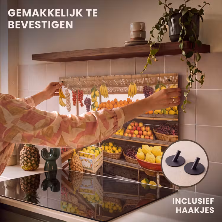 Inductiebeschermer & spatscherm (2in1) - Marktkraam - Fruit - Vers - Marktkraam - Fruit - Vers Inductie beschemer met haakjes klein