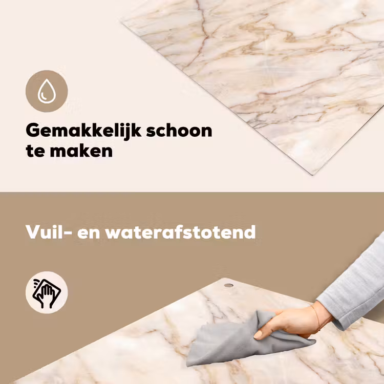 Marmer - Ader - Abstract - Wit - Goud Inductie beschemer met haakjes klein -ky-schoon-nl