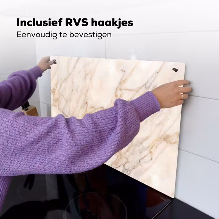 Marmer - Ader - Abstract - Wit - Goud Inductie beschemer met haakjes klein -ky-ophangen-nl