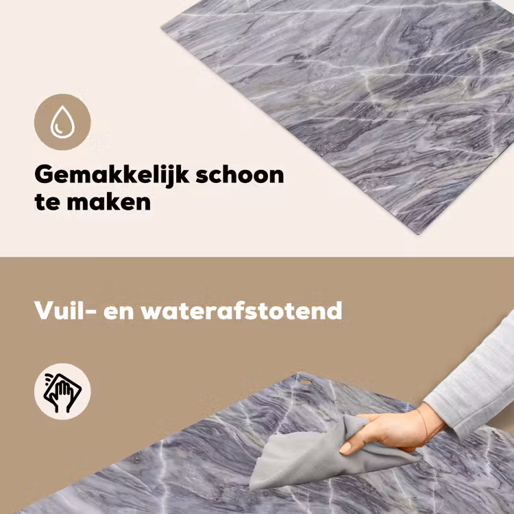 Marmer - Ader - Patroon - Abstract - Grijs Inductie beschemer met haakjes klein -ky-schoon-nl