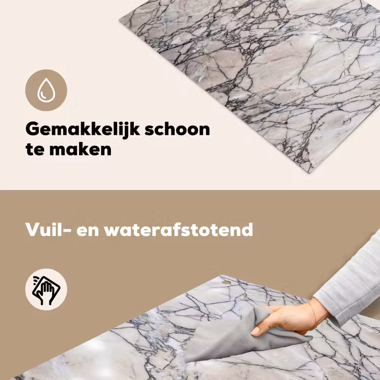 Marmer - Aderen - Patroon - Wit - Grijs Inductie beschemer met haakjes klein -ky-schoon-nl