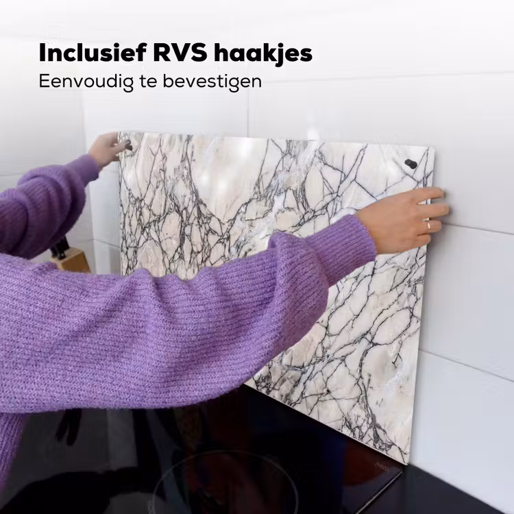 Marmer - Aderen - Patroon - Wit - Grijs Inductie beschemer met haakjes klein -ky-ophangen-nl