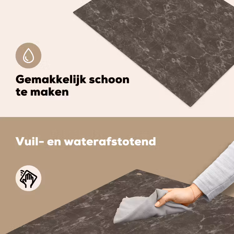 Marmer - Aders - Bruin Inductie beschemer met haakjes klein 777 -ky-schoon-nl