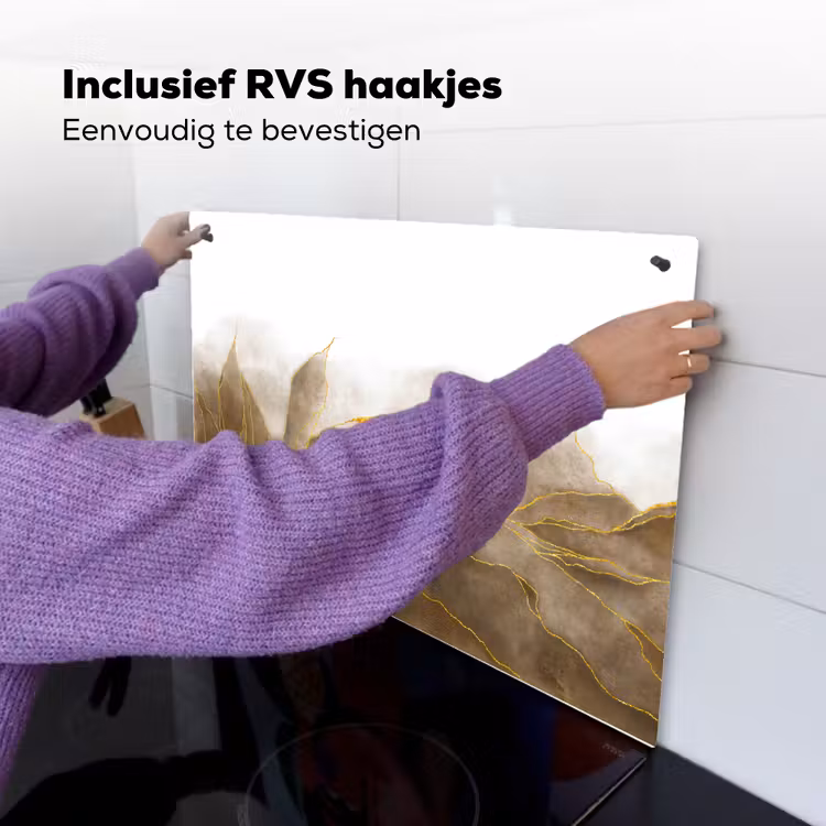 Marmer - Goud - Bruin - Textuur - Marmerlook Inductie beschemer met haakjes klein -ky-ophangen-nl