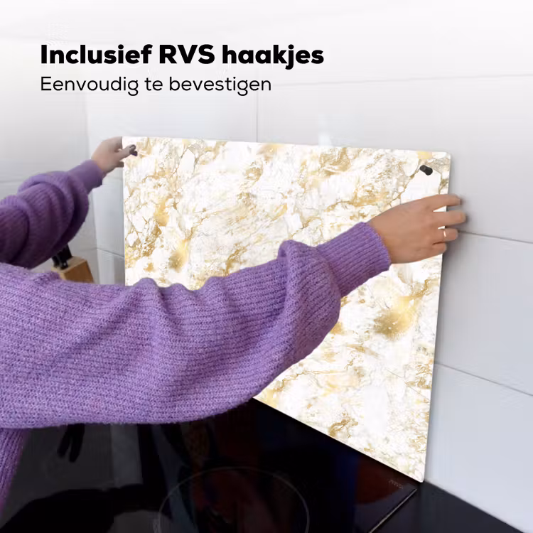 Marmer - Goud - Structuur Inductie beschemer met haakjes klein 777 -ky-ophangen-nl