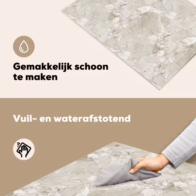 Marmer - Grijs - Aders Inductie beschemer met haakjes klein 777 -ky-schoon-nl
