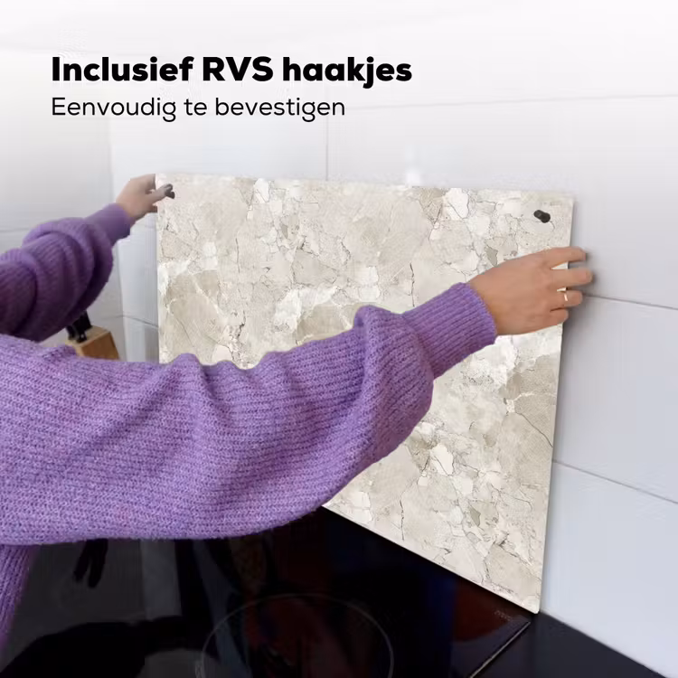 Marmer - Grijs - Aders Inductie beschemer met haakjes klein 777 -ky-ophangen-nl