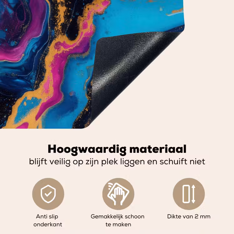 Marmer - Modern - Goud Inductie beschemer met haakjes klein -ky-onderkant-nl