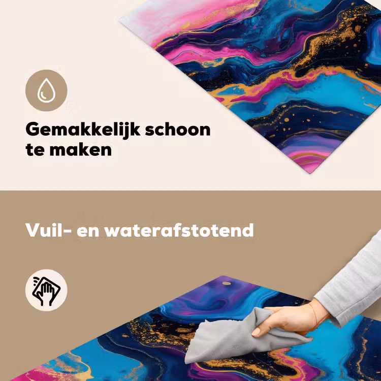 Marmer - Modern - Goud Inductie beschemer met haakjes klein -ky-schoon-nl