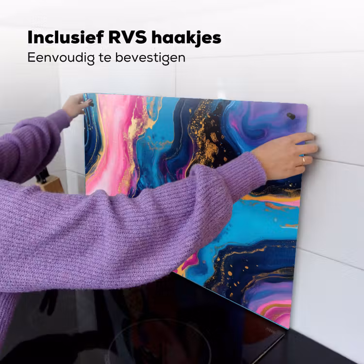 Marmer - Modern - Goud Inductie beschemer met haakjes klein -ky-ophangen-nl