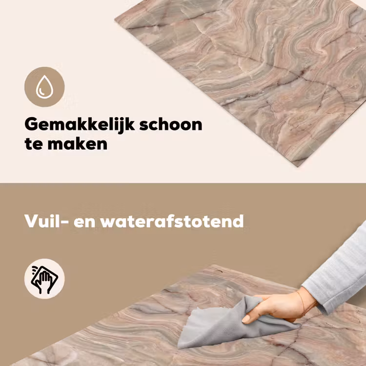Marmer - Patroon - Abstract - Beige - Groen Inductie beschemer met haakjes klein -ky-schoon-nl