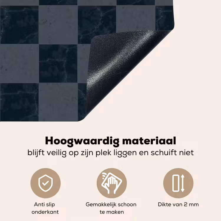 Marmer - Patroon - Antraciet Inductie beschemer met haakjes klein 777 -ky-onderkant-nl
