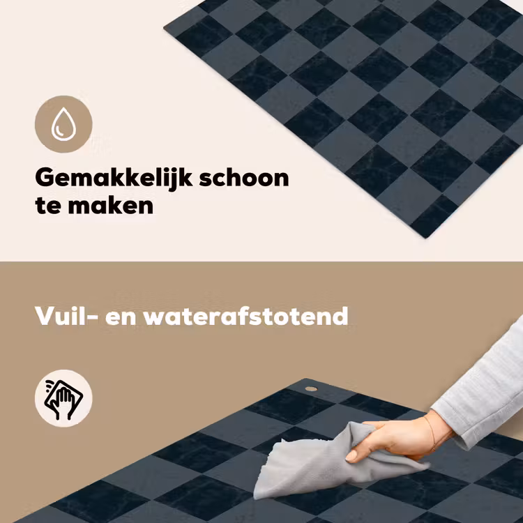 Marmer - Patroon - Antraciet Inductie beschemer met haakjes klein 777 -ky-schoon-nl