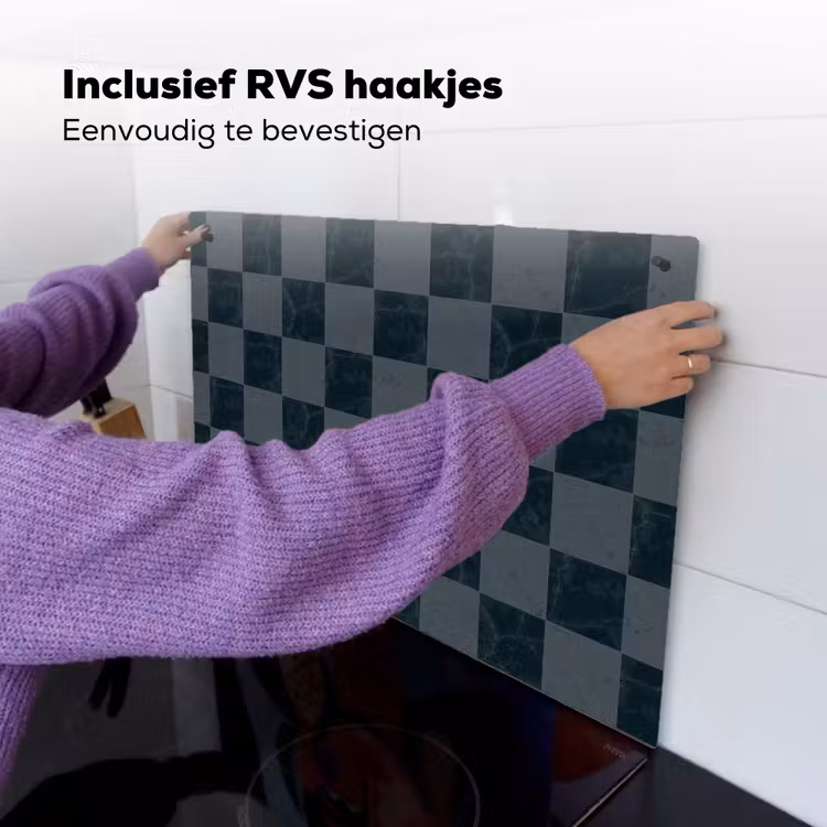 Marmer - Patroon - Antraciet Inductie beschemer met haakjes klein 777 -ky-ophangen-nl