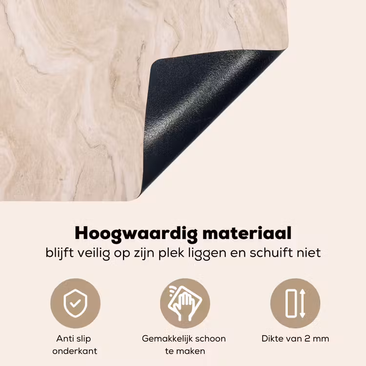 Marmer - Patroon - Beige - Steen - Abstract Inductie beschemer met haakjes klein -ky-onderkant-nl